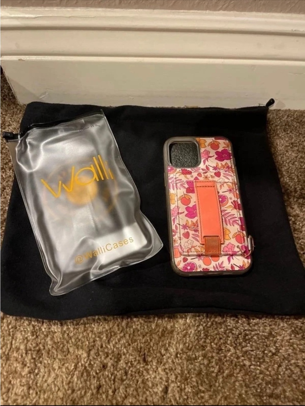 Walli Floral Strap Phone Case in Pink & Orange